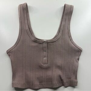 Garage Brown Ribbed Crop Tank Top